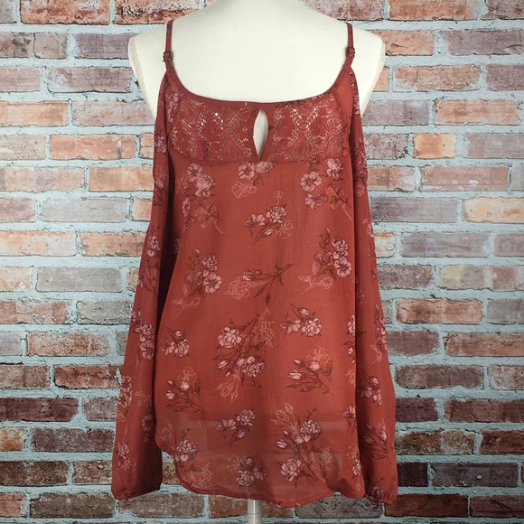 JOLT Cold Shoulder Embroidered Floral Blouse - Picture 5 of 8